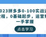 2023拼多多0-100实战运营教程,0基础起步,运营知识一手掌握-遨游资源库