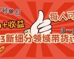2023新细分领域带货计划:单号单日1000+收益不难,每人可操作3-5个账号-遨游资源库