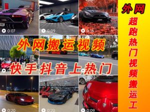 外面收费398元外网超跑豪车汽车视频搬运至快手抖音上热门项目，只需一步手机就可以操作-遨游资源库