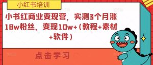 小书红商业变现营，实测3个月涨18w粉丝，变现10w+(教程+素材+软件)-遨游资源库