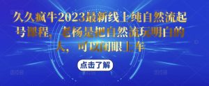 久久疯牛2023最新线上纯自然流起号课程，老杨是把自然流玩明白的人，可以闭眼上车-遨游资源库