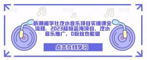 听潮阁学社汽水音乐项目实操课全流程，2023超级蓝海项目，汽水音乐推广，0粉丝也能做-遨游资源库
