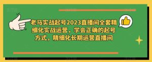老马实战起号2023直播间全套精细化实战运营,学会正确的起号方式,精细化长期运营直播间-遨游资源库
