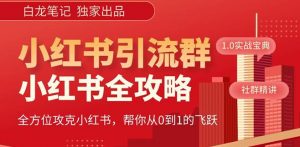 【白龙笔记】价值980元的《小红书运营和引流课》，日引100高质量粉-遨游资源库