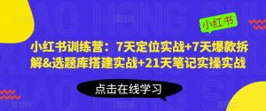 小红书训练营：7天定位实战+7天爆款拆解&选题库搭建实战+21天笔记实操实战-遨游资源库