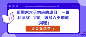新需求大于供应的项目,一单利润50-100,很多人不知道【揭秘】-遨游资源库