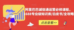 阿里巴巴诚信通运营必修课程，​1688专业级知识库/白皮书/全攻略-遨游资源库