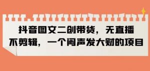 抖音图文二创带货，无直播，不剪辑，一个闷声发大财的项目【揭秘】-遨游资源库