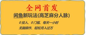闲鱼新玩法(高芝麻分人脉)0投入0门槛,每天一小时，轻松月入过万【揭秘】-遨游资源库
