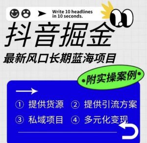 抖音掘金最新风口,长期蓝海项目,日入无上限(附实操案例)【揭秘】-遨游资源库