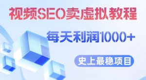 视频SEO出售虚拟产品每天稳定2-5单利润1000+史上最稳定私域变现项目【揭秘】-遨游资源库