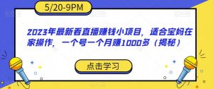 2023年最新看直播赚钱小项目,适合宝妈在家操作,一个号一个月赚1000多(揭秘)-遨游资源库