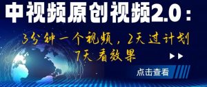 中视频原创视频2.0：3分钟一个视频，2天过计划，7天看效果【揭秘】-遨游资源库