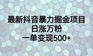 最新抖音暴力掘金项目，日涨万粉，一单变现500+【揭秘】-遨游资源库