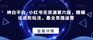 绅白不白·小红书无货源第六版，精细化进阶玩法，最全思路运营-遨游资源库