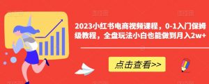 2023小红书电商视频课程,0-1入门保姆级教程,全盘玩法小白也能做到月入2w+-遨游资源库