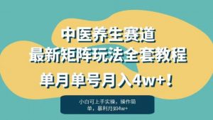 暴利赛道中医养生赛道最新矩阵玩法，单月单号月入4w+！【揭秘】-遨游资源库