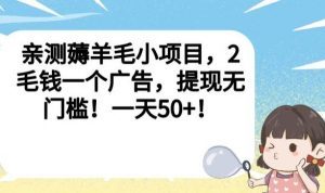 亲测薅羊毛小项目，2毛钱一个广告，提现无门槛！一天50+【揭秘】-遨游资源库