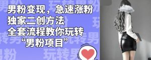 男粉变现,急速涨粉独家二创方法,全套流程教你玩转“男粉项目”【揭秘】-遨游资源库