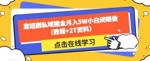 靠短剧私域掘金月入5W小白闭眼做（教程+2T资料）-遨游资源库