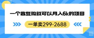 一单卖299-2688，一个靠复购就可以月入6k的暴利项目【揭秘】-遨游资源库