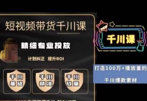 短视频带货-千川专业投放课，​精细化专业投放，计划纠正，提升ROI-遨游资源库
