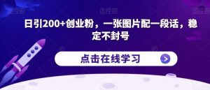 日引200+创业粉，一张图片配一段话，稳定不封号【揭秘】-遨游资源库