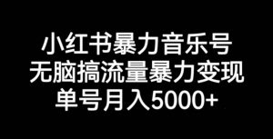 小红书暴力音乐号,无脑搞流量暴力变现,单号月入5000+-遨游资源库