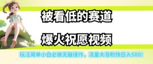 被看低的赛道爆火祝愿视频,玩法简单小白必做无脑操作,流量大涨粉快日入500-遨游资源库