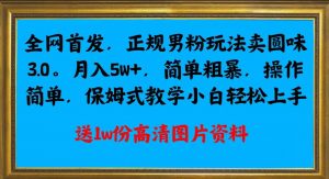 全网首发正规男粉玩法卖圆味3.0，月入5W+，简单粗暴，操作简单，保姆式教学，小白轻松上手-遨游资源库