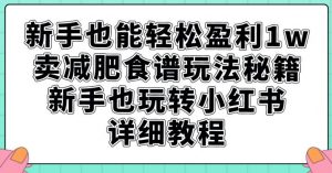 新手也能轻松盈利1w，卖减肥食谱玩法秘籍，新手也玩转小红书详细教程【揭秘】-遨游资源库