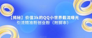【揭秘】价值3k的QQ小世界截流曝光引流精准粉创业粉（附脚本）-遨游资源库