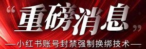 【最新】小红书账号封禁强制换绑技术可日赚300-遨游资源库