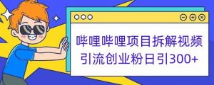 哔哩哔哩项目拆解引流创业粉日引300+小白可轻松上手【揭秘】-遨游资源库
