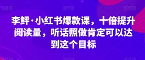 李鲆·小红书爆款课，十倍提升阅读量，听话照做肯定可以达到这个目标-遨游资源库