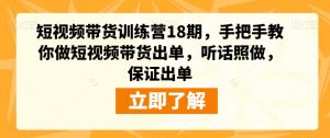 短视频带货训练营18期，手把手教你做短视频带货出单，听话照做，保证出单-遨游资源库