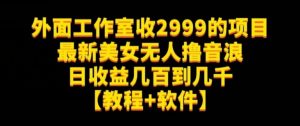 外面工作室收2999的项目最新美女无人撸音浪日收益几百到几千【教程+软件】(仅揭秘)-遨游资源库