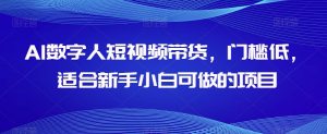 AI数字人短视频带货,门槛低,适合新手小白可做的项目-遨游资源库
