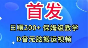 首发，抖音无脑搬运视频，日赚200+保姆级教学【揭秘】-遨游资源库