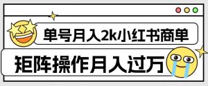 外面收费1980的小红书商单保姆级教程，单号月入2k，矩阵操作轻松月入过万-遨游资源库