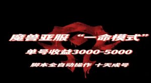 魔兽亚服一命模式，10天成号-单号3千-5千，脚本全自动操作，保姆级教学【揭秘】-遨游资源库