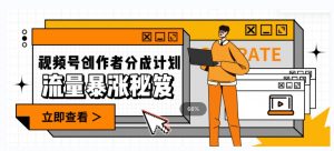 一条视频收益3000+，一条作品涨粉2000+，视频号流量爆炸·的秘籍-遨游资源库