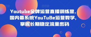 Youtube金牌运营直播训练营，国内最系统YouTuBe运营教学，掌握长期稳定流量密码-遨游资源库