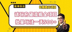 试玩充值流掘金项目，批量矩阵玩法一天500+【揭秘】-遨游资源库