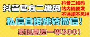 价值3000的技术！抖音二维码直跳微信！站内无限发不违规！-遨游资源库