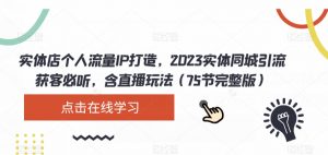 实体店个人流量IP打造，2023实体同城引流获客必听，含直播玩法（75节完整版）-遨游资源库