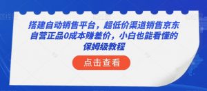 搭建自动销售平台，超低价渠道销售京东自营正品0成本赚差价，小白也能看懂的保姆级教程【揭秘】-遨游资源库