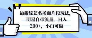最新综艺名场面片段玩法，明星自带流量，日入200+，小白可做【揭秘】-遨游资源库