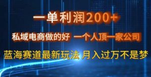 一单利润200私域电商做的好，一个人顶一家公司蓝海赛道最新玩法【揭秘】-遨游资源库
