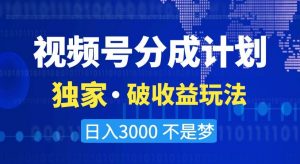 视频号分成计划，独家·破收益玩法，日入3000不是梦【揭秘】-遨游资源库